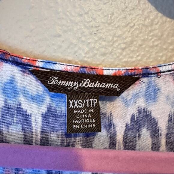 Tommy Bahama Blue Pink Ikat Print Maxi Dress Womens XXS Sleeveless Casual Beachy - Picture 2 of 9
